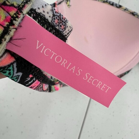 NWT VS 32D/S Paisley Bikini Set Bandeau Strappy Cheeky Swimsuit Multi-Color - Picture 7 of 16